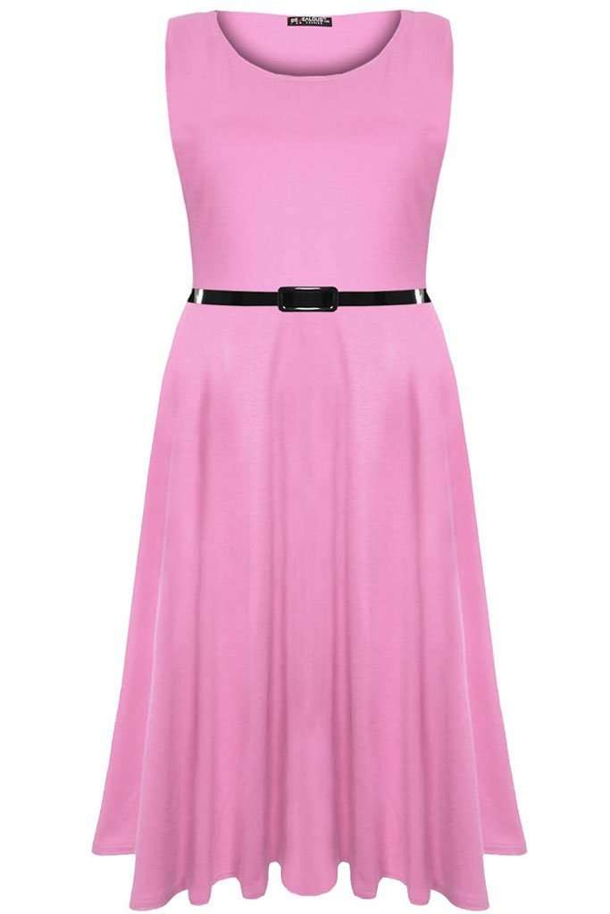 Cammie Sleeveless Floaty Midi Skater Dress - bejealous-com