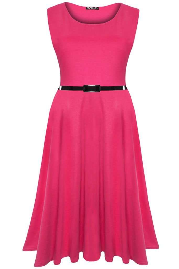Cammie Sleeveless Floaty Midi Skater Dress - bejealous-com
