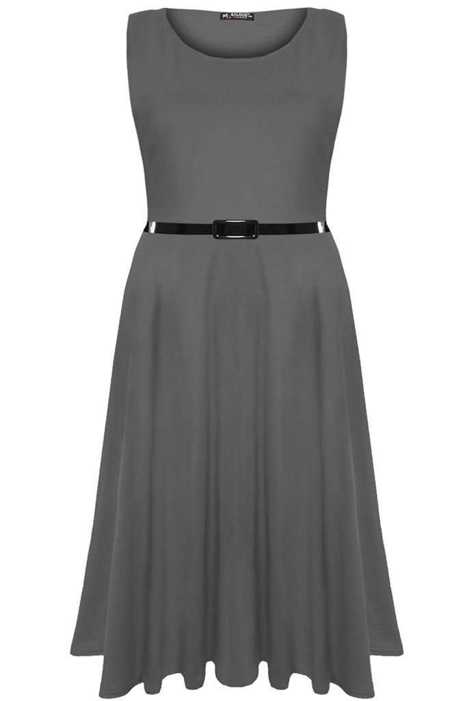 Cammie Sleeveless Floaty Midi Skater Dress - bejealous-com