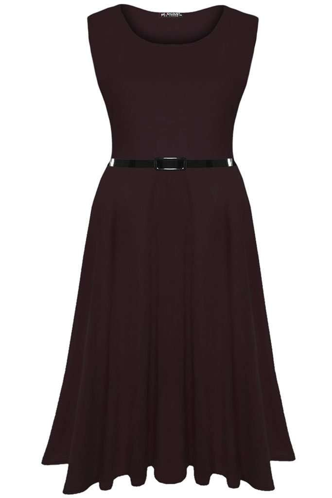 Cammie Sleeveless Floaty Midi Skater Dress - bejealous-com