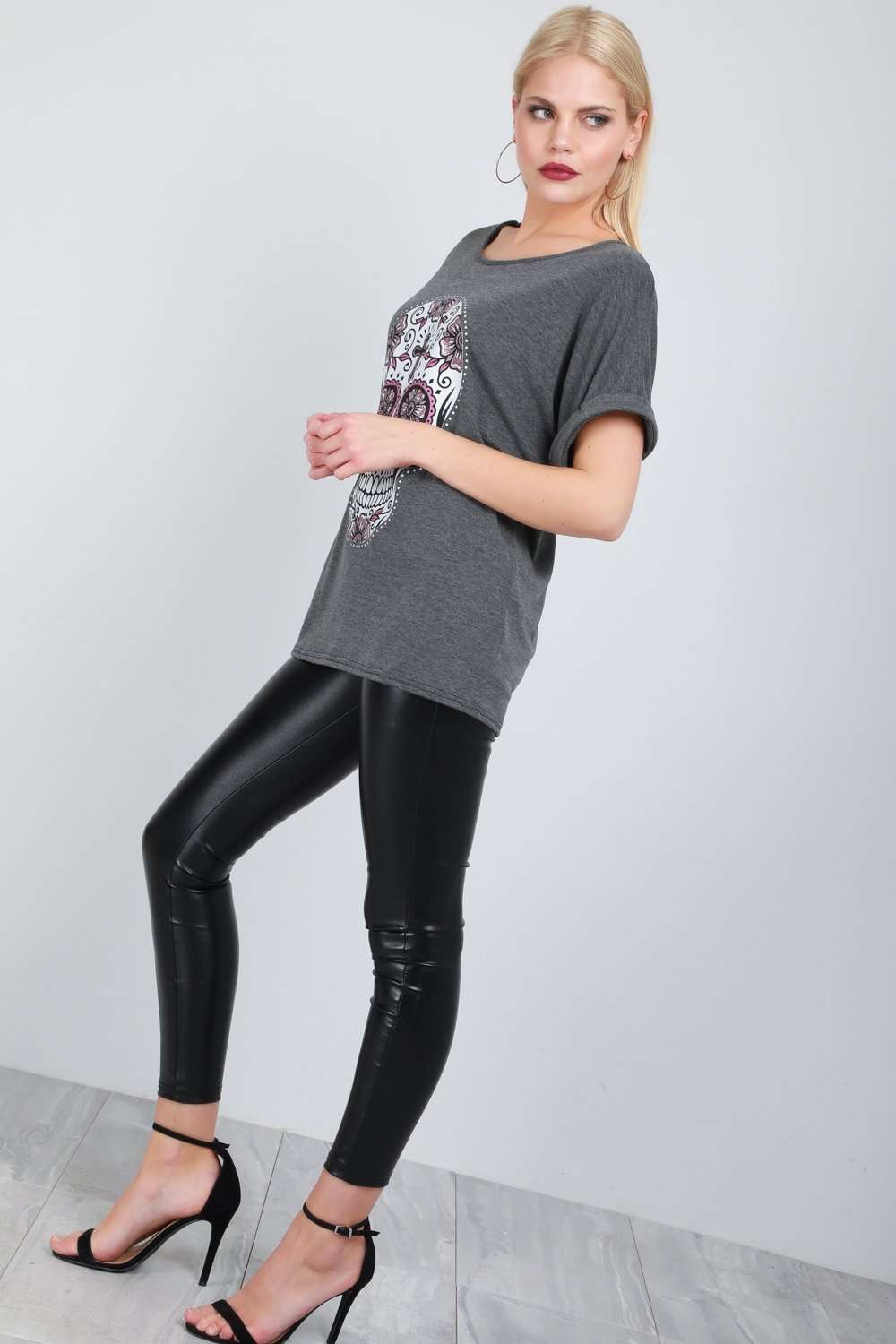 Candy Skull Print Oversized T-shirt - bejealous-com