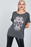 Candy Skull Print Oversized T-shirt - bejealous-com