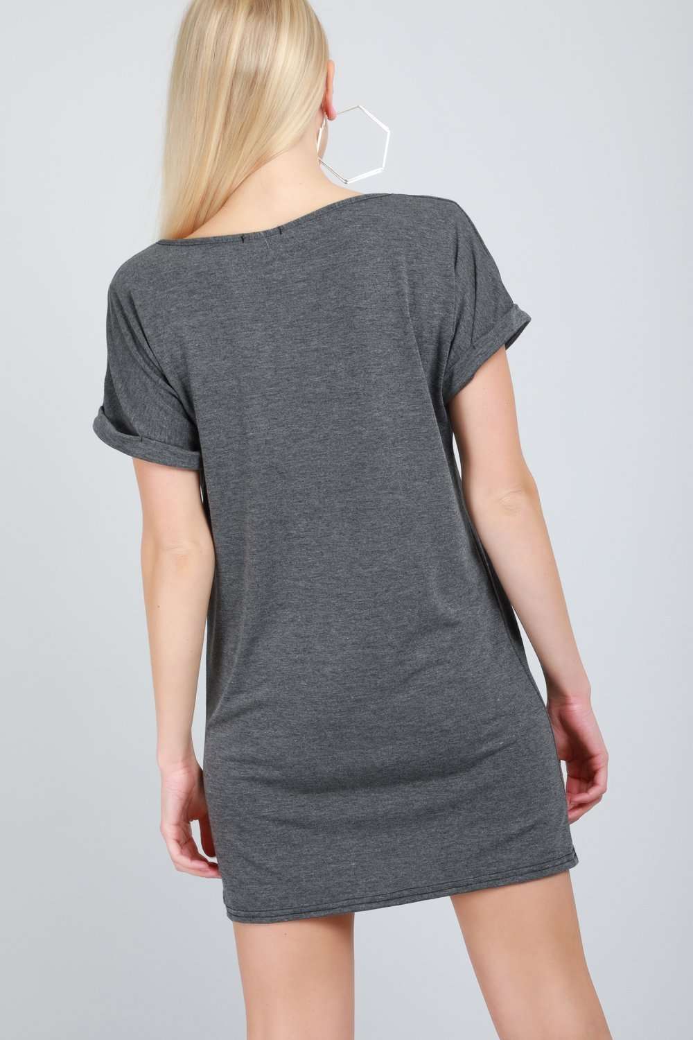 Candy Skull Print Roll Sleeve T-shirt Dress - bejealous-com