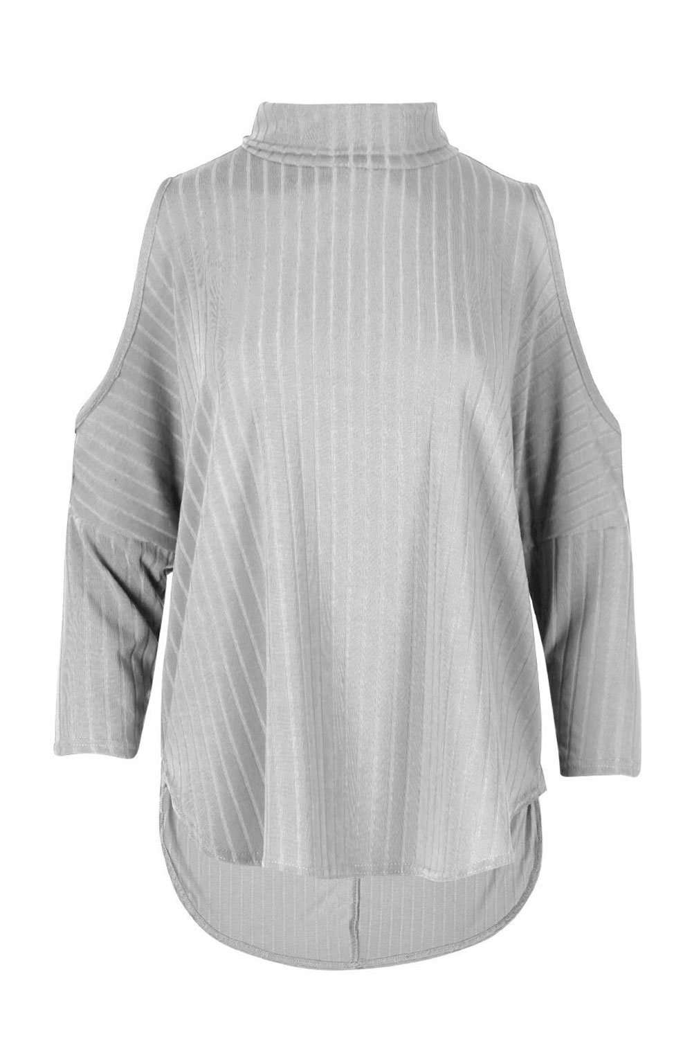 Cara Cropped Sleeve Cold Shoulder Ribbed Top - bejealous-com