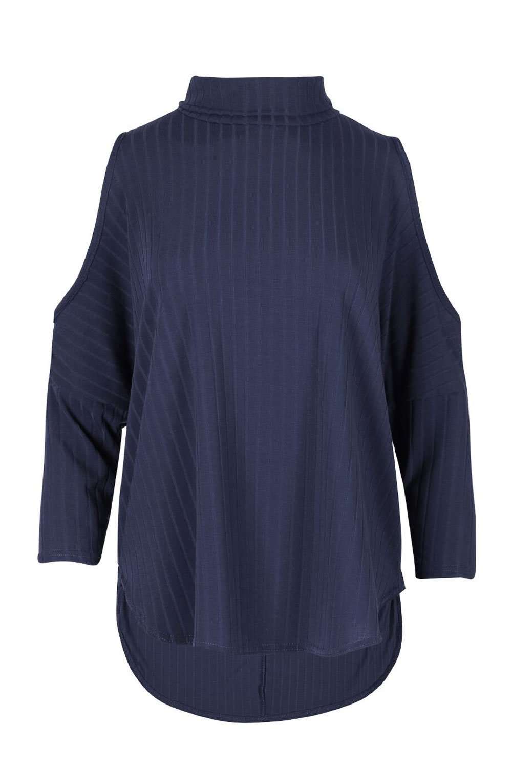 Cara Cropped Sleeve Cold Shoulder Ribbed Top - bejealous-com