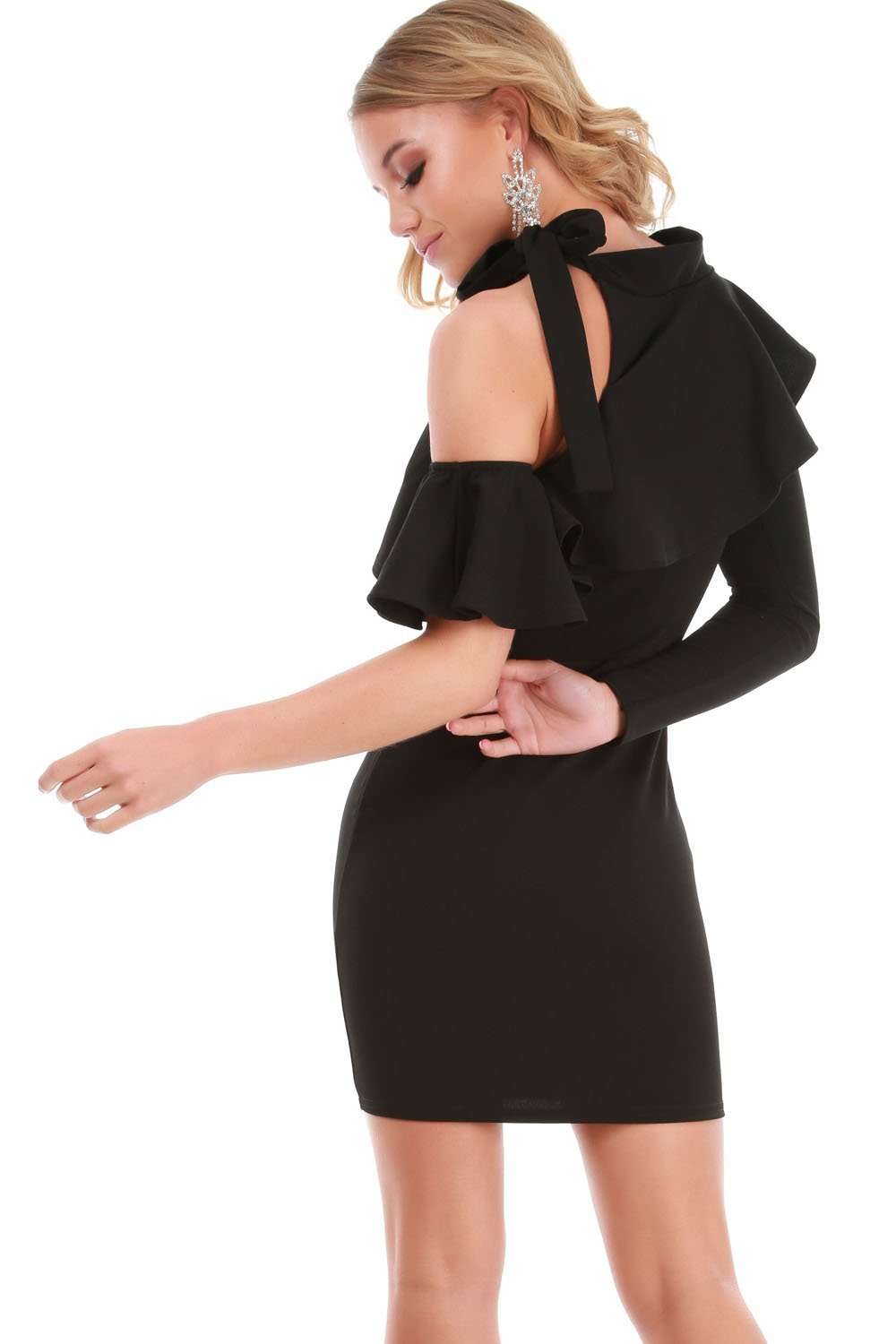 Carah One Shoulder Frill Neck Mini Dress - bejealous-com
