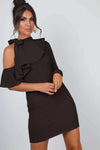 Carah One Sleeve Frilly Bodycon Dress - bejealous-com