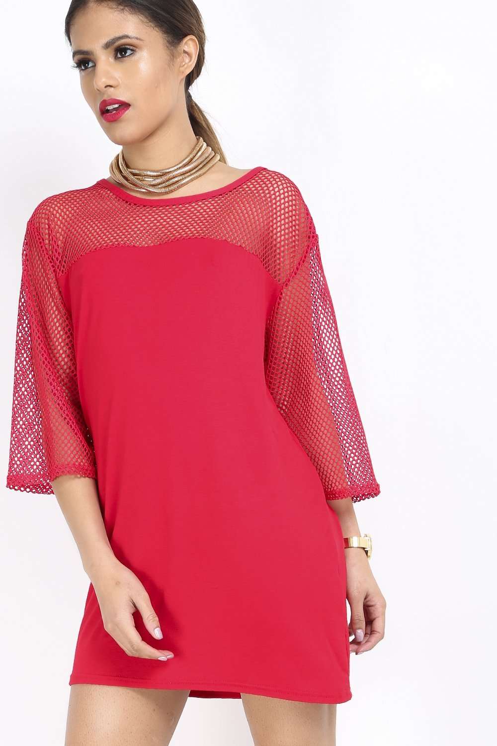 Carleen Fishnet Oversized T-Shirt Dress - bejealous-com