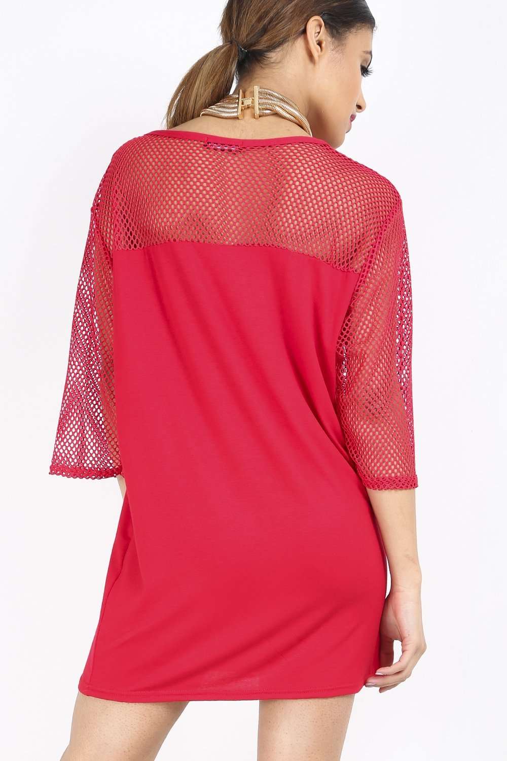 Carleen Fishnet Oversized T-Shirt Dress - bejealous-com