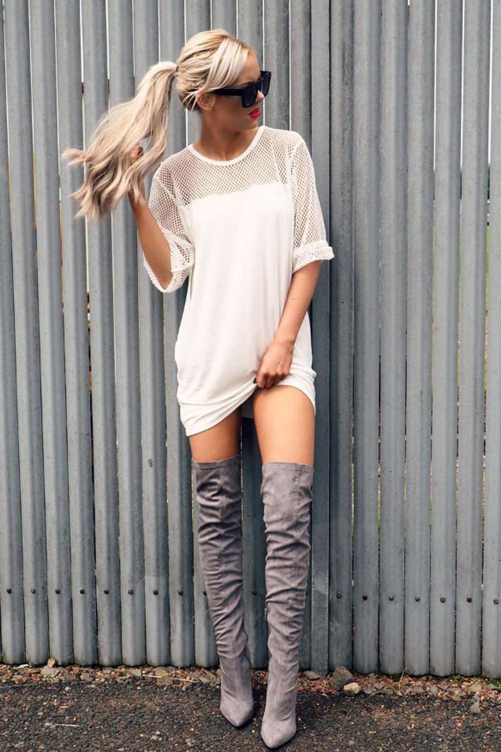 Carleen Fishnet Oversized T-Shirt Dress - bejealous-com