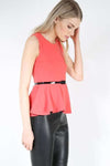 Carley Sleeveless Belted Peplum Top - bejealous-com