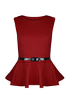 Carley Sleeveless Belted Peplum Top - bejealous-com