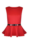 Carley Sleeveless Belted Peplum Top - bejealous-com