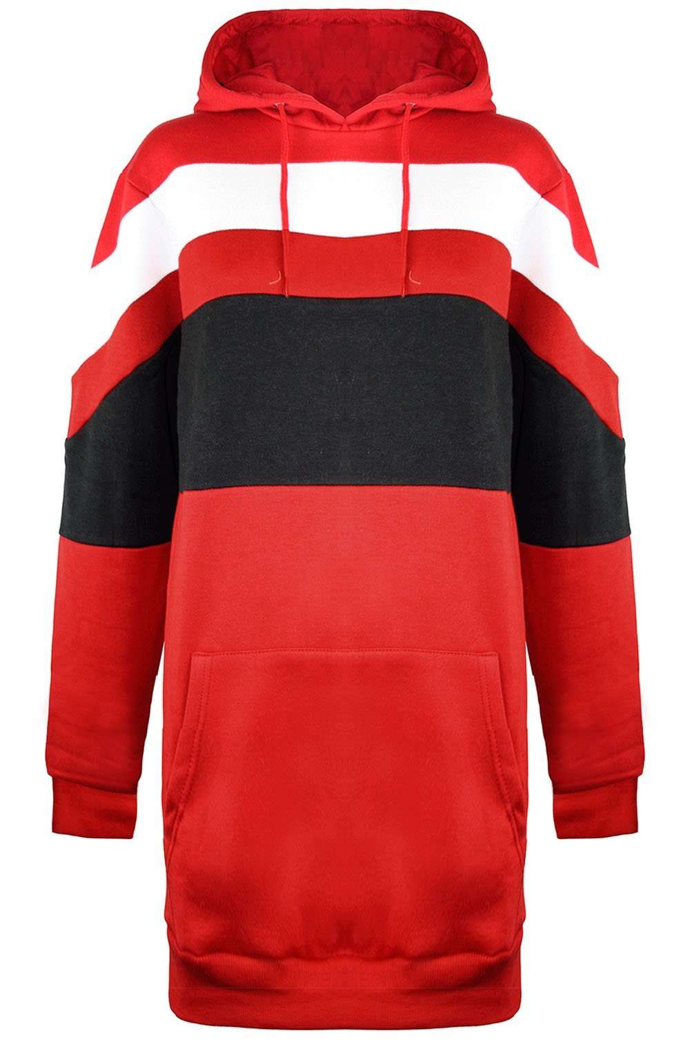 Black Contrast Striped Oversize Sweatshirt Dress - bejealous-com