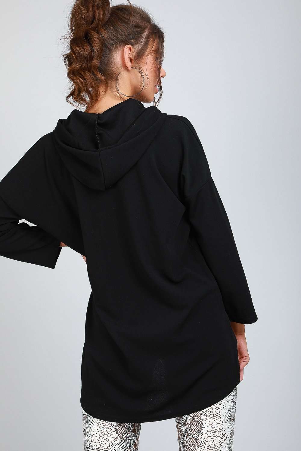 Carlie Long Sleeve Oversized Curved Hem Hoodie - bejealous-com
