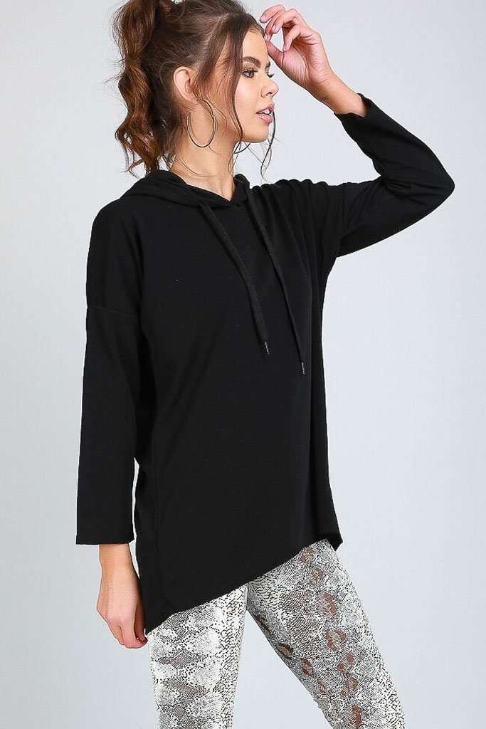 Carlie Long Sleeve Oversized Curved Hem Hoodie - bejealous-com