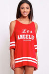 Carlie Los Angeles Cold Shoulder Baggy Tshirt - bejealous-com