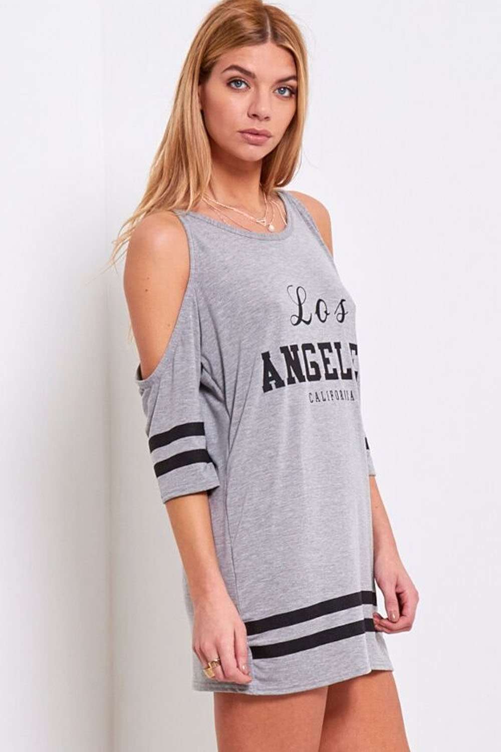 Carlie Los Angeles Cold Shoulder Baggy Tshirt - bejealous-com