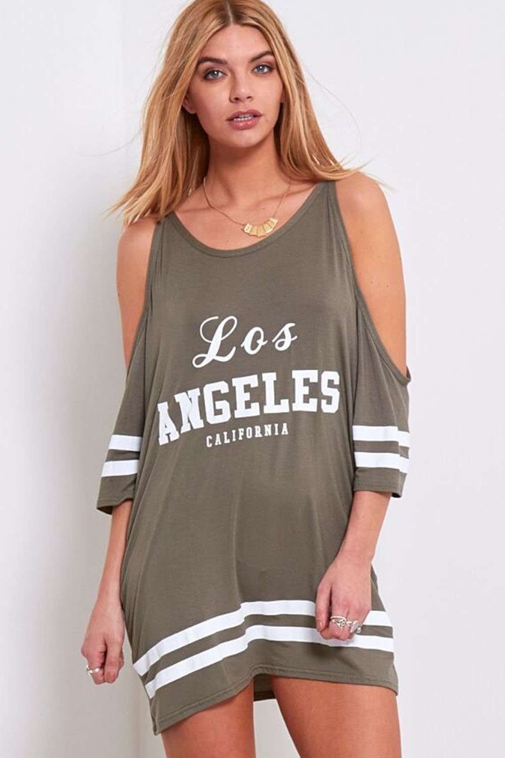 Carlie Los Angeles Cold Shoulder Baggy Tshirt - bejealous-com
