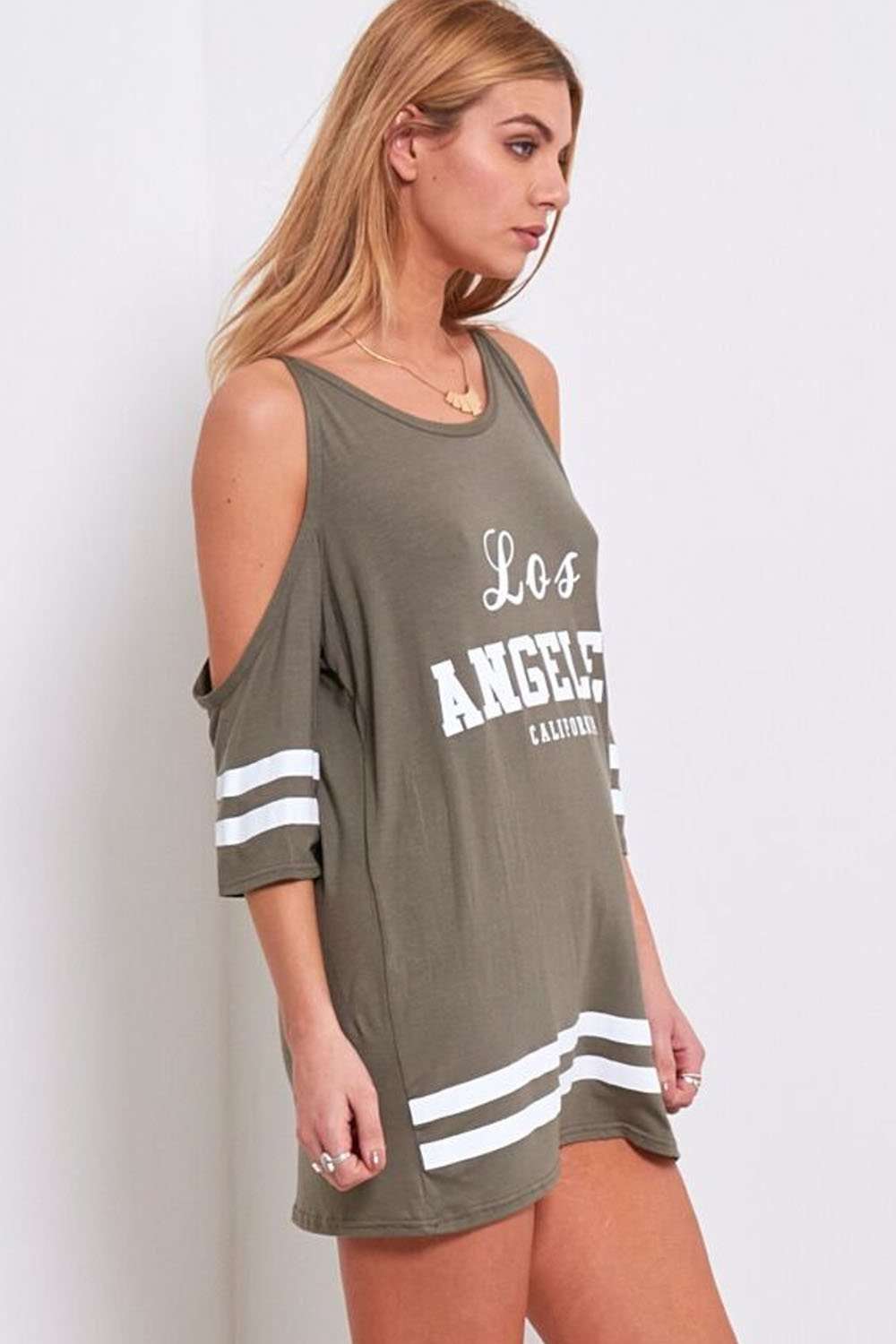 Carlie Los Angeles Cold Shoulder Baggy Tshirt - bejealous-com