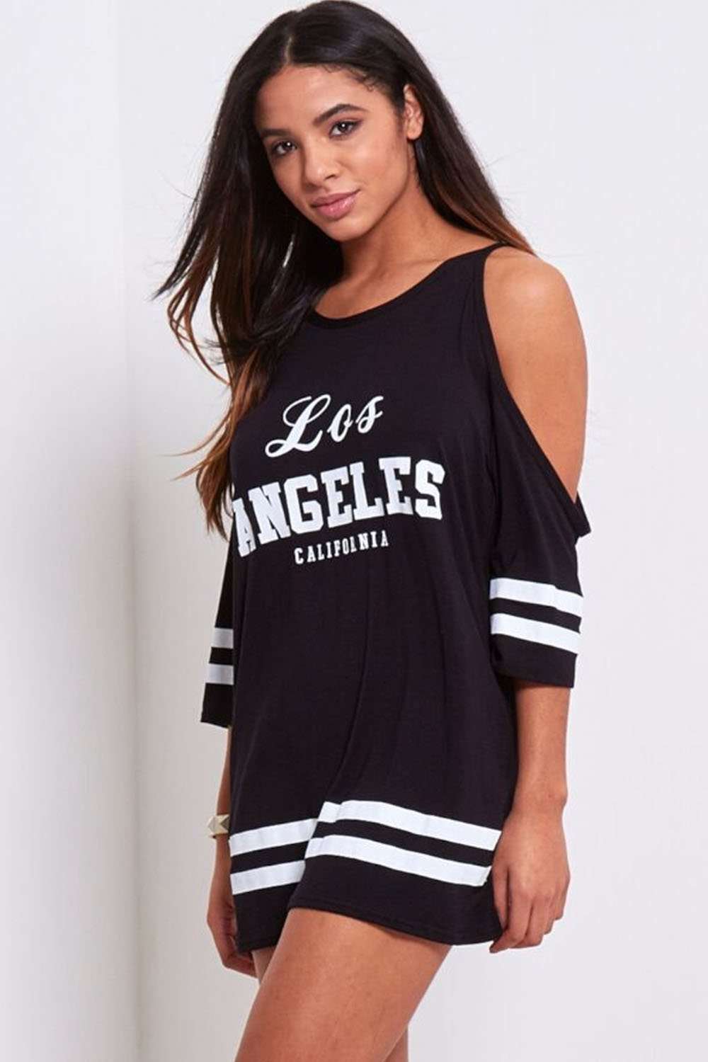 Carlie Los Angeles Cold Shoulder Baggy Tshirt - bejealous-com