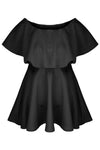 Carlie Off Shoulder Frilly Mini Skater Dress - bejealous-com