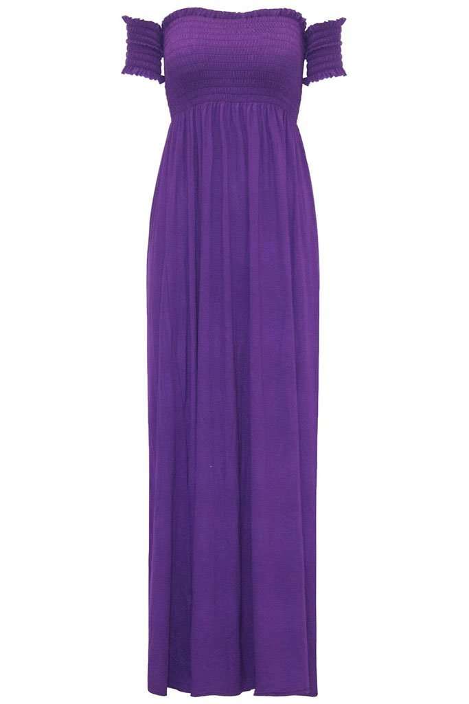 Carlie Off Shoulder Ruched Maxi Dress - bejealous-com