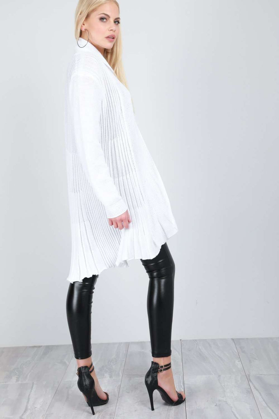 Carly Long Sleeve Pleated Knitted Cardigan - bejealous-com