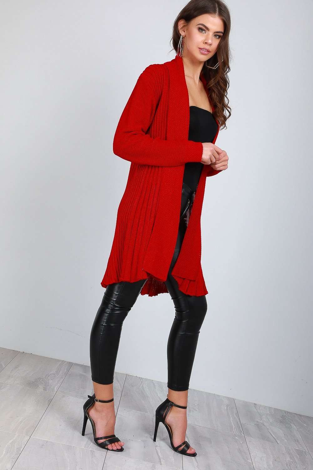 Carly Long Sleeve Pleated Knitted Cardigan - bejealous-com