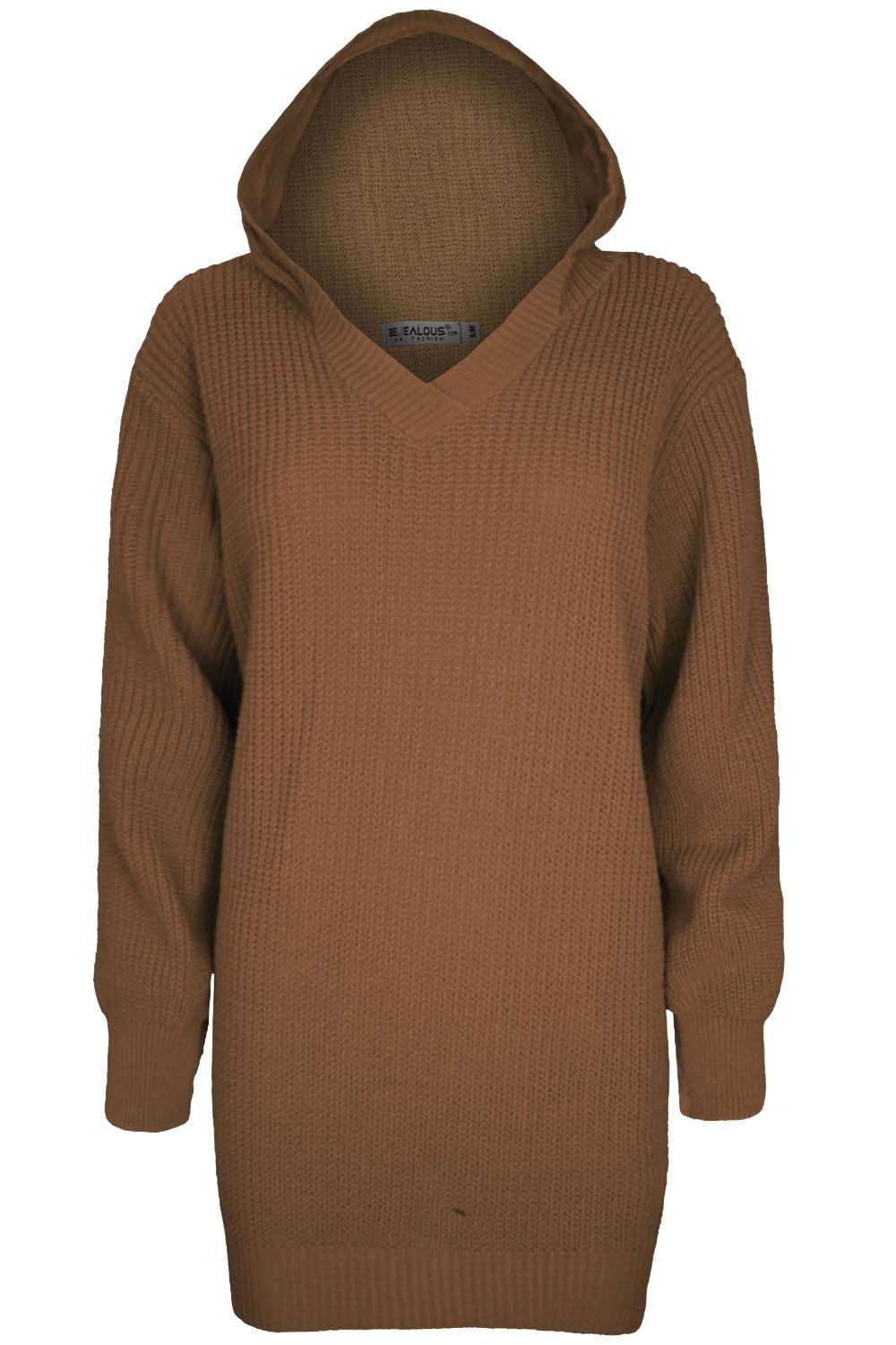 Carman Oversized Chunky Knit Hooded Dress - bejealous-com
