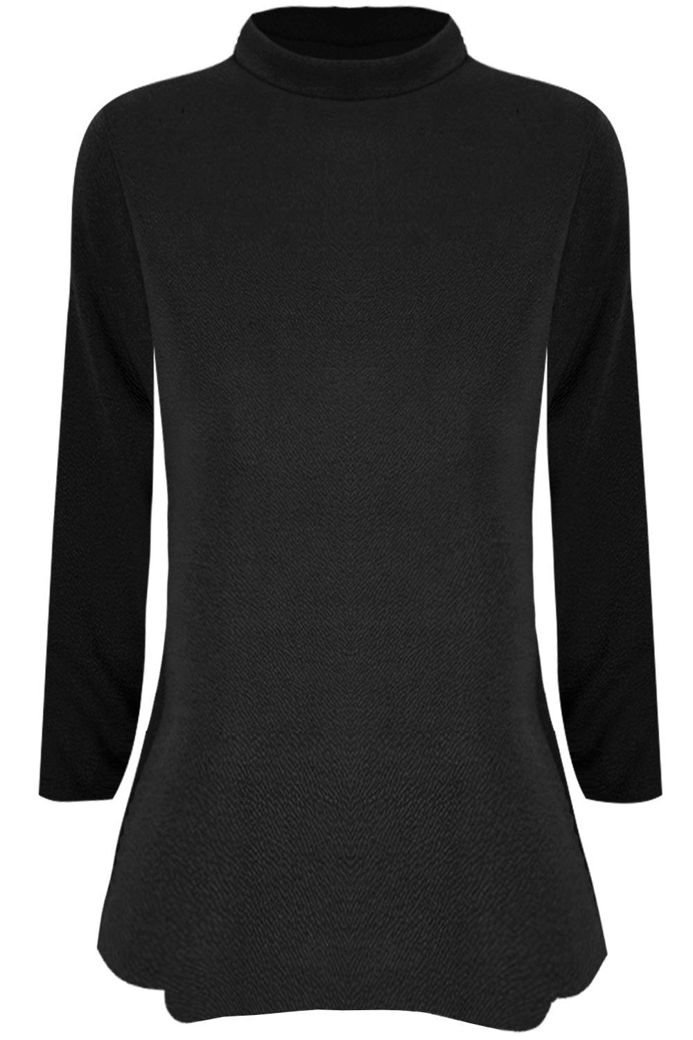 High Neck Long Sleeve Grey Swing Top - bejealous-com