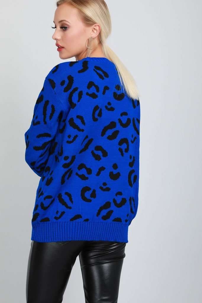 Carrie Long Sleeve Leopard Print Knitted Jumper - bejealous-com