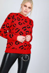 Carrie Long Sleeve Leopard Print Knitted Jumper - bejealous-com