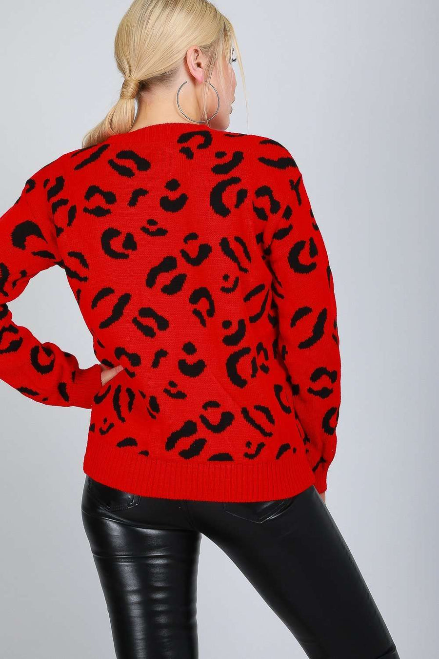 Carrie Long Sleeve Leopard Print Knitted Jumper - bejealous-com