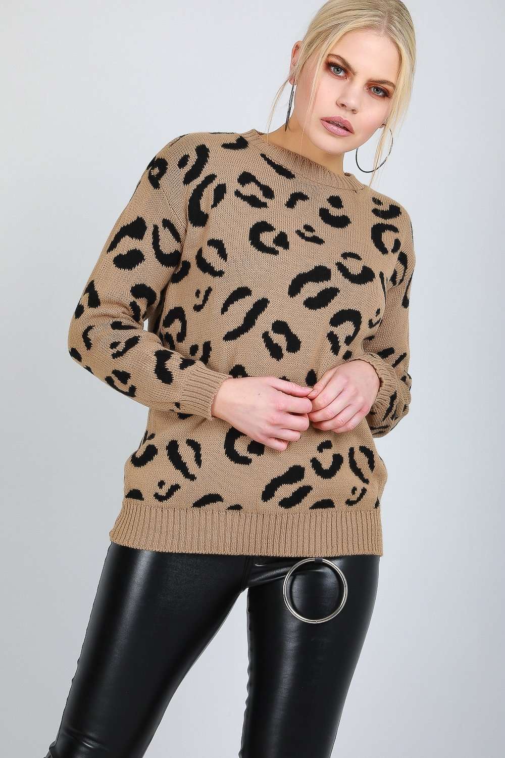 Carrie Long Sleeve Leopard Print Knitted Jumper - bejealous-com
