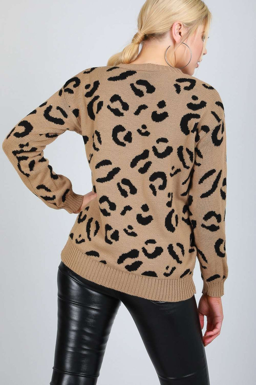 Carrie Long Sleeve Leopard Print Knitted Jumper - bejealous-com