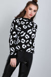 Carrie Monochrome Leopard Print Knitted Jumper - bejealous-com