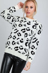 Carrie Monochrome Leopard Print Knitted Jumper - bejealous-com