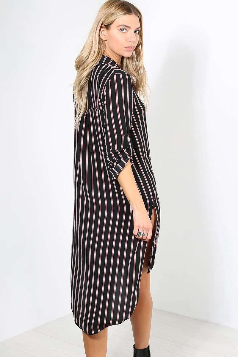 Carrie Oversized Striped Chiffon Shirt Dress - bejealous-com
