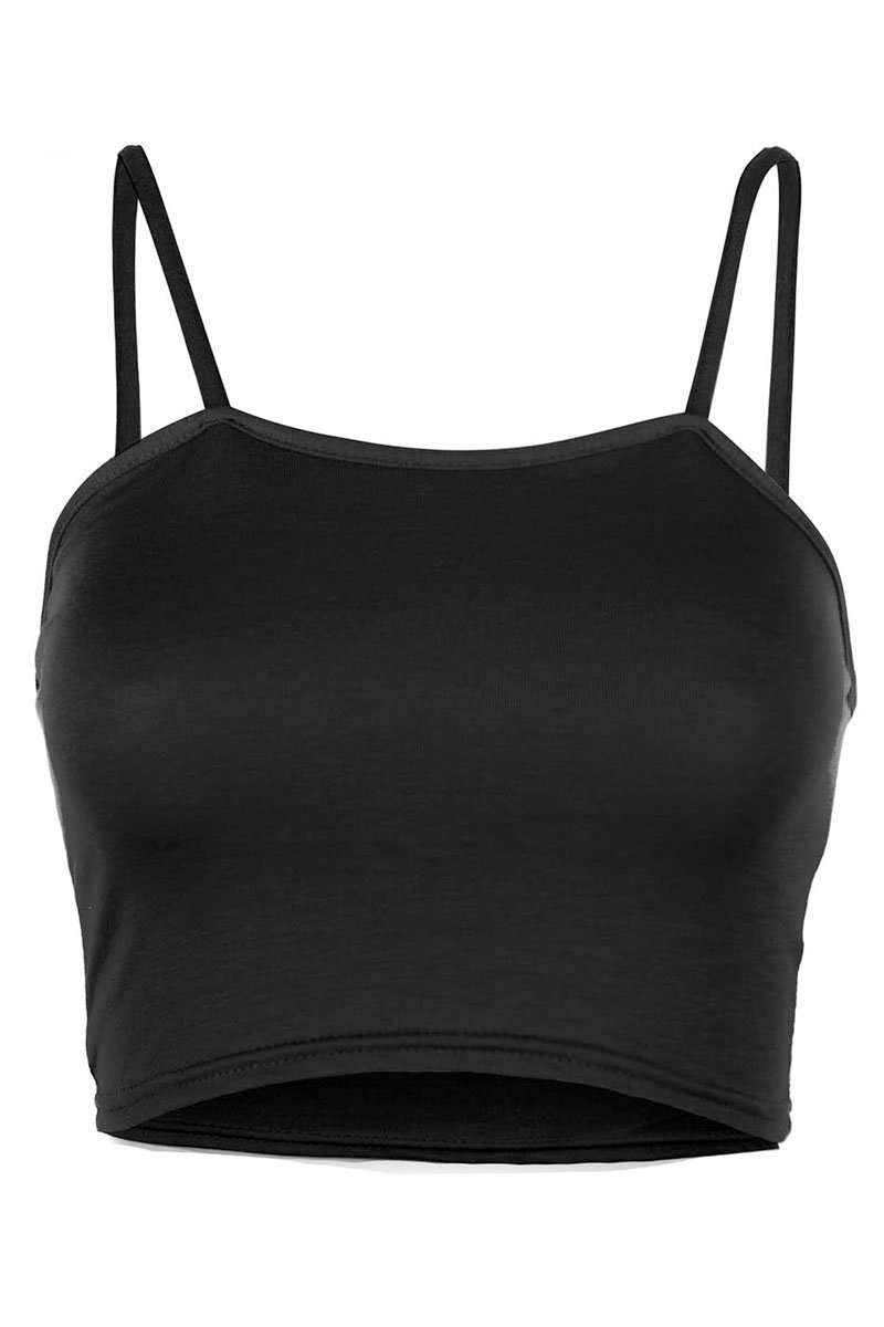 Carrieanne Strappy Cami Basic Jersey Crop Top - bejealous-com