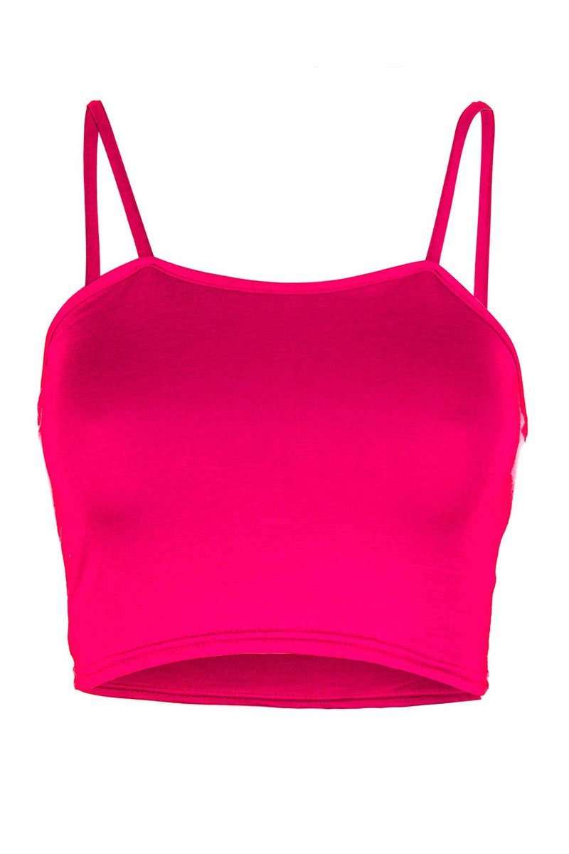 Carrieanne Strappy Cami Basic Jersey Crop Top - bejealous-com