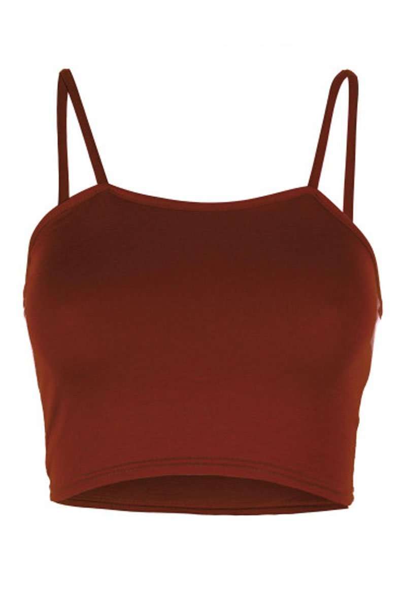 Carrieanne Strappy Cami Basic Jersey Crop Top - bejealous-com