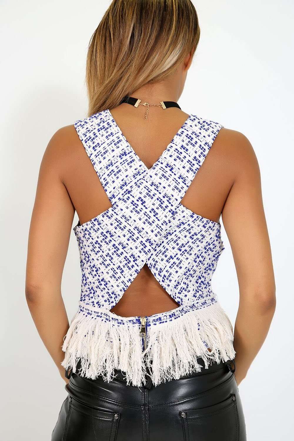 Casadie Marl Wrap Over Fringed Top - bejealous-com