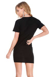Casie Black Plunge Neck Wrap Front Mini Dress - bejealous-com