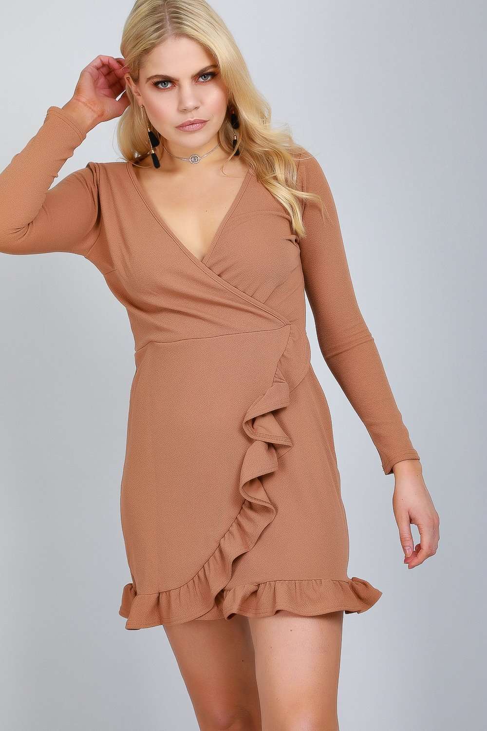 Casie Long Sleeve Frilly Mini Dress - bejealous-com