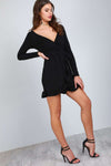 Casie Long Sleeve Frilly Wrap Mini Dress - bejealous-com