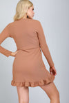 Casie Long Sleeve Frilly Wrap Mini Dress - bejealous-com