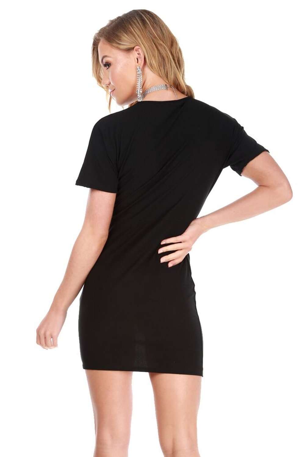 Casie Plunge Neck Wrap Bodycon Dress - bejealous-com