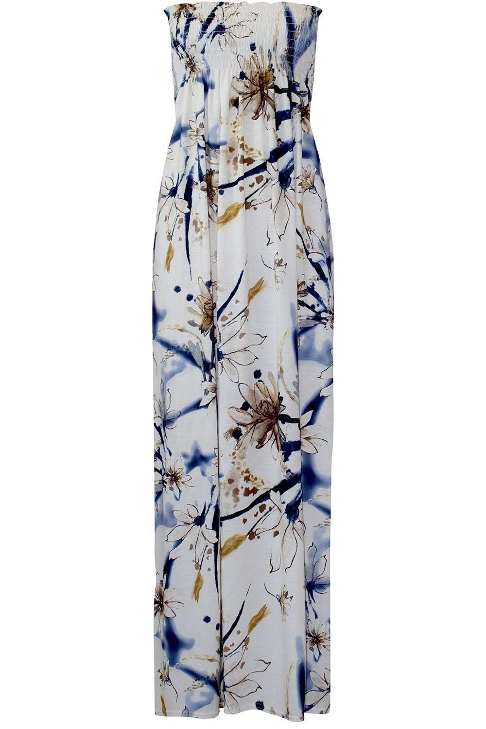 Cassadie Sheering Strapless Floral Maxi Dress - bejealous-com