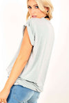 Cassie Slogan Print Baggy Roll Sleeve Tshirt - bejealous-com